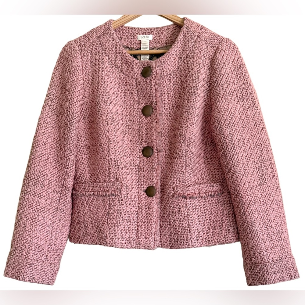 J. CREW Wool Blend Preppy Formal Business Casual Structured Tweed Blazer Size 6